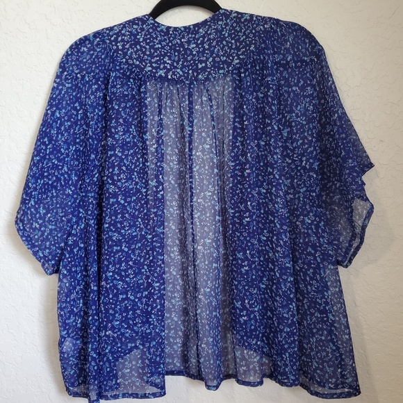 SO HERITAGE BLUE FLORAL KIMONO/coverup SIZE M - Picture 3 of 8
